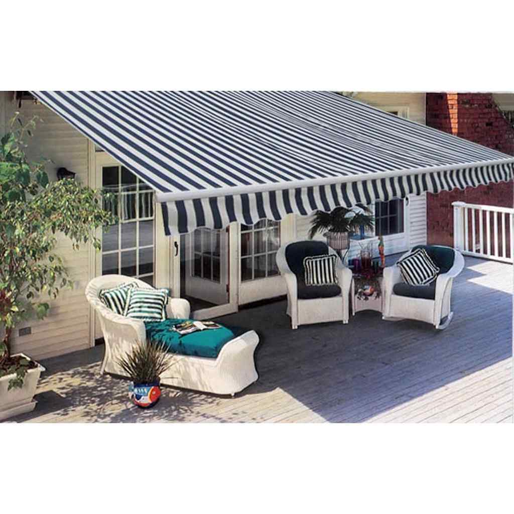 Manual Awning 3 x 2.5 m Blue and White Stripe 100% Polyester