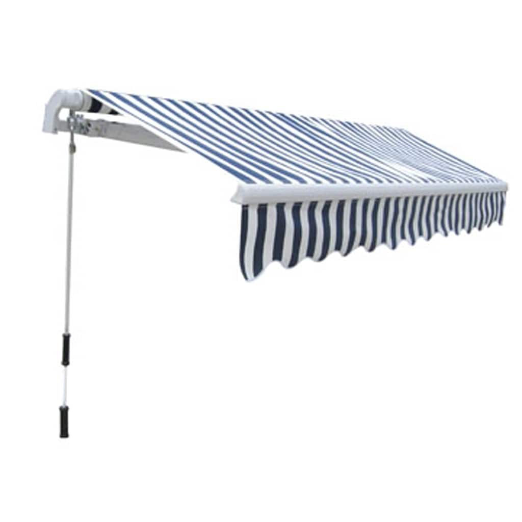 Manual Awning 3 x 2.5 m Blue and White Stripe 100% Polyester