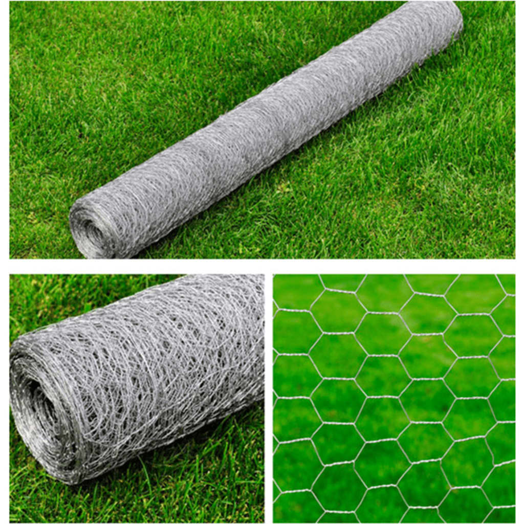 vidaXL Mesh Fence Galvanised Steel Hexagon 1x25 m Silver