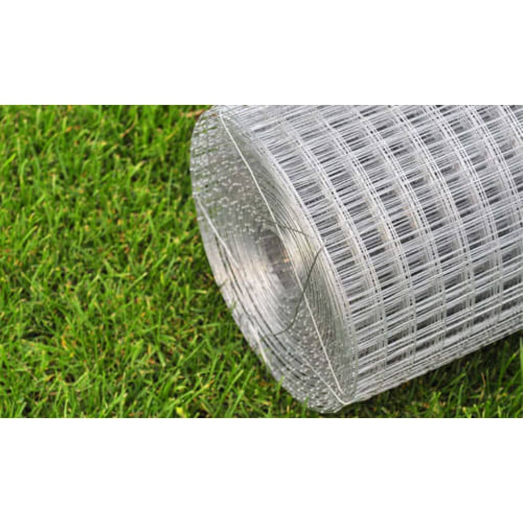 vidaXL Mesh Fence Galvanised Steel Square 1x25 m Silver