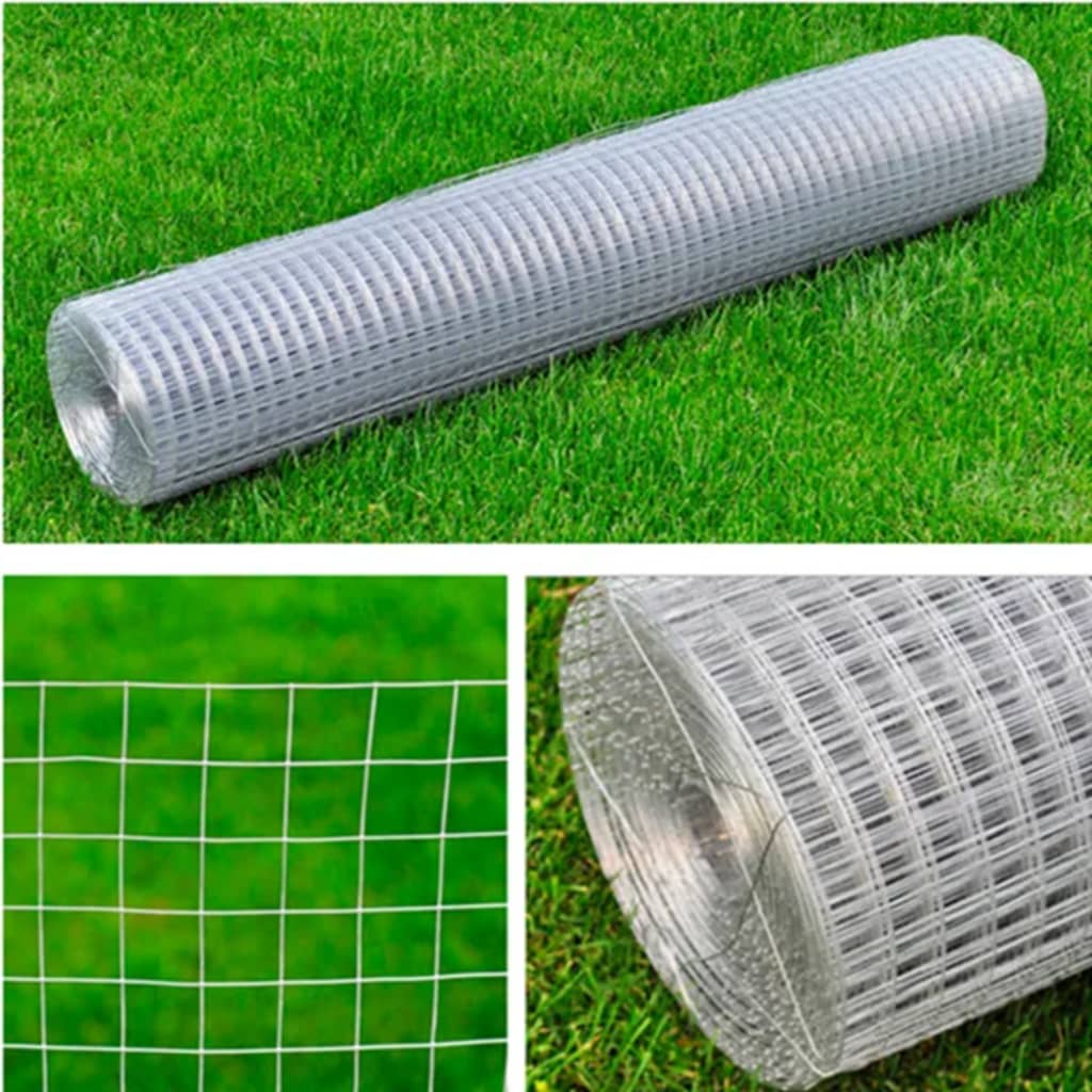 vidaXL Mesh Fence Galvanised Steel Square 1x25 m Silver