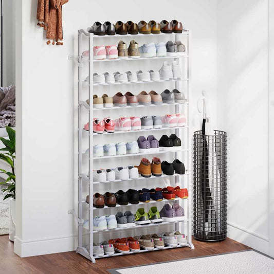 Shoe Rack | Set of 2 | White | Plastic with metal struts | Compact