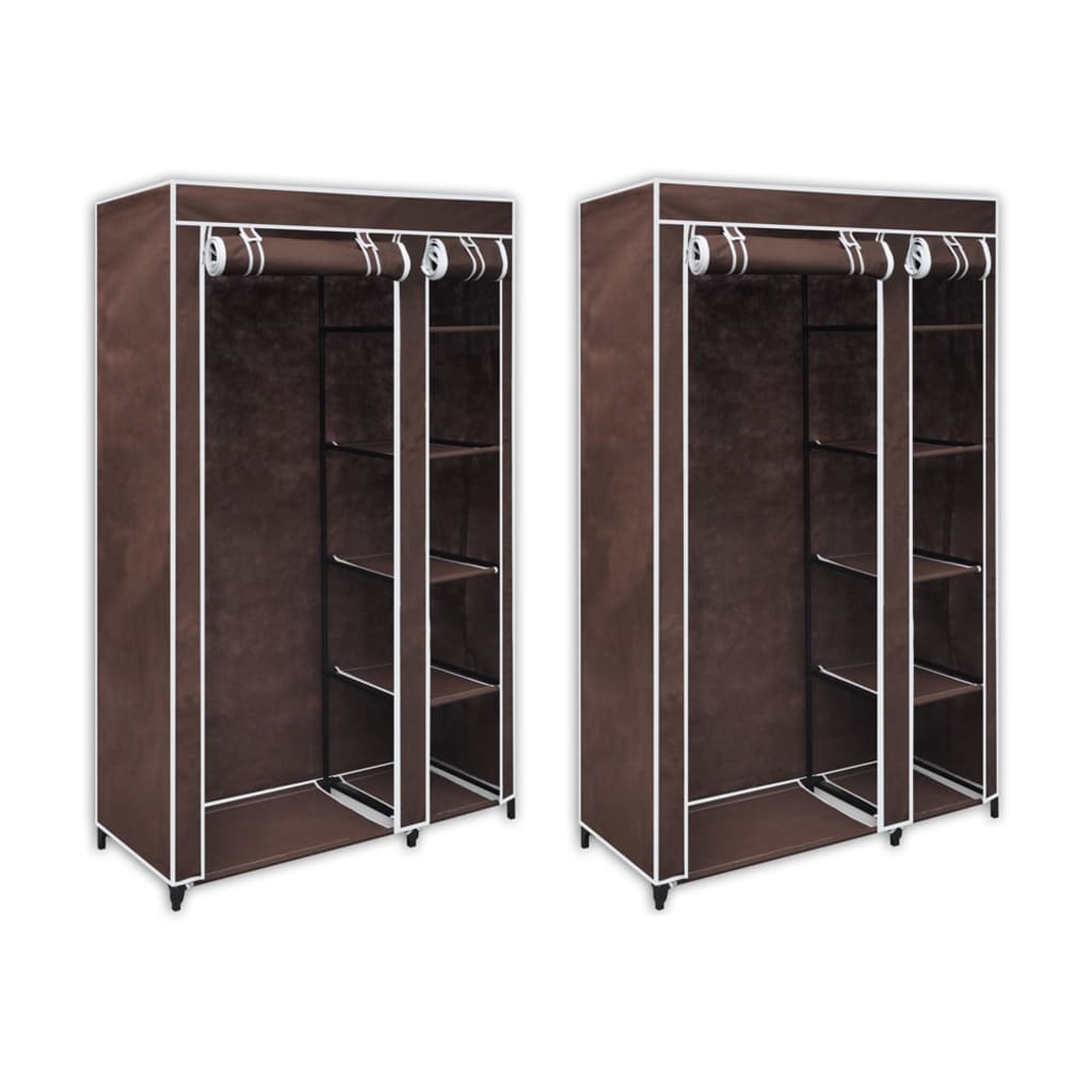 vidaXL Fabric Wardrobes 2 pcs Brown