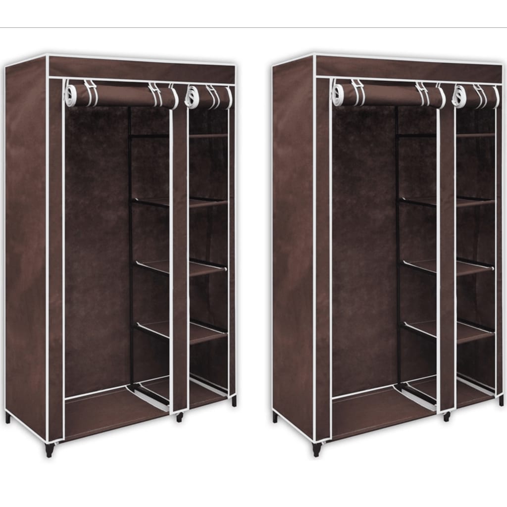 vidaXL Fabric Wardrobes 2 pcs Brown