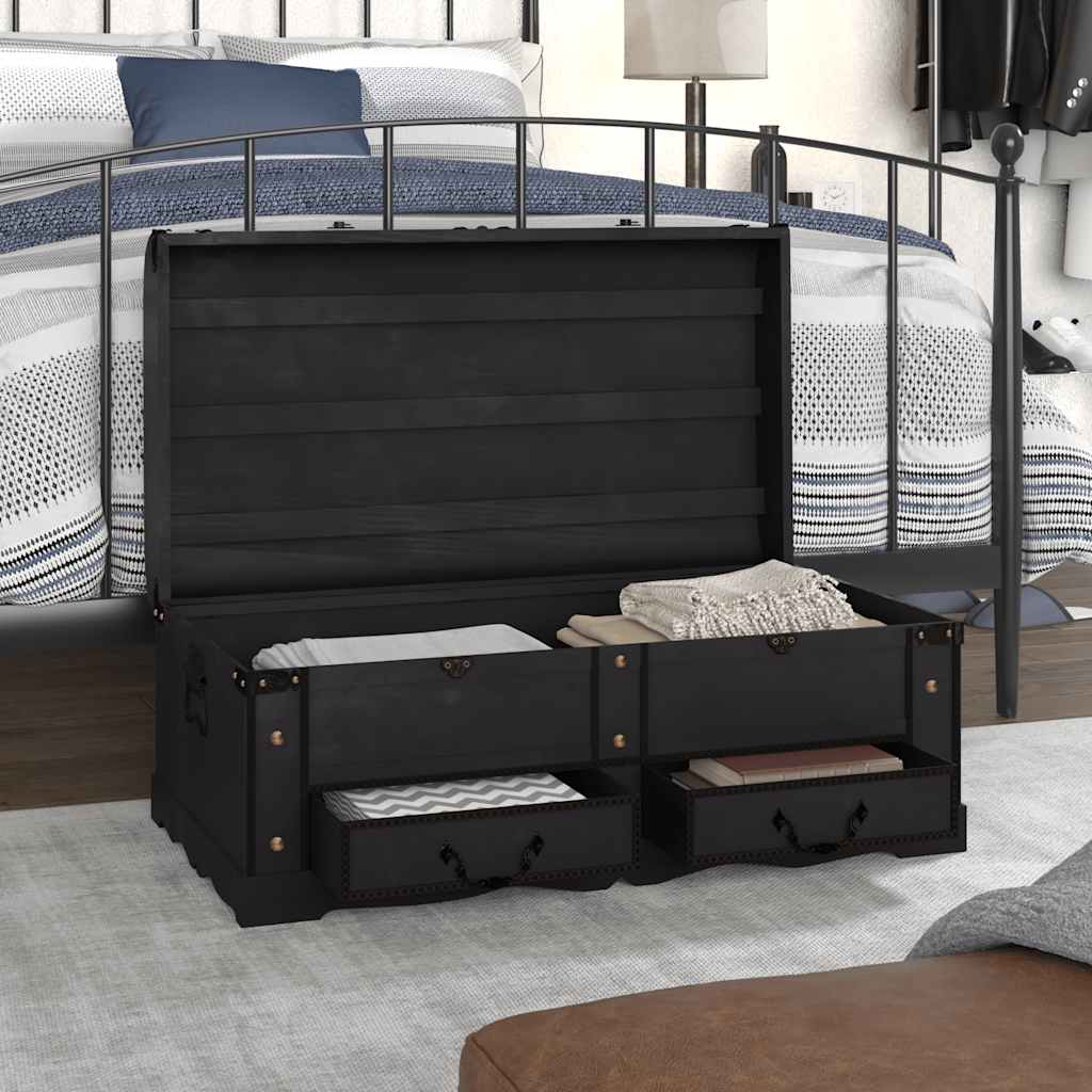 60797 vidaXL Wooden Treasure Chest Large Black