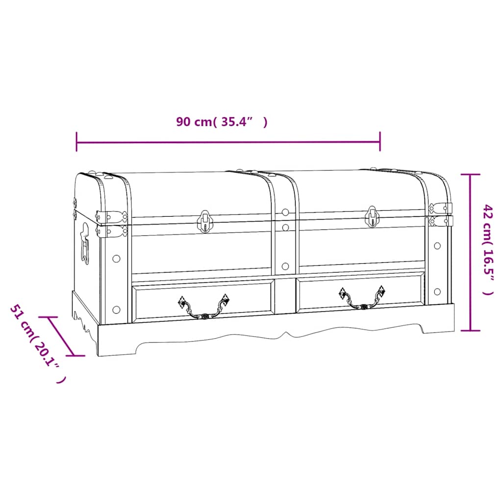 60797 vidaXL Wooden Treasure Chest Large Black