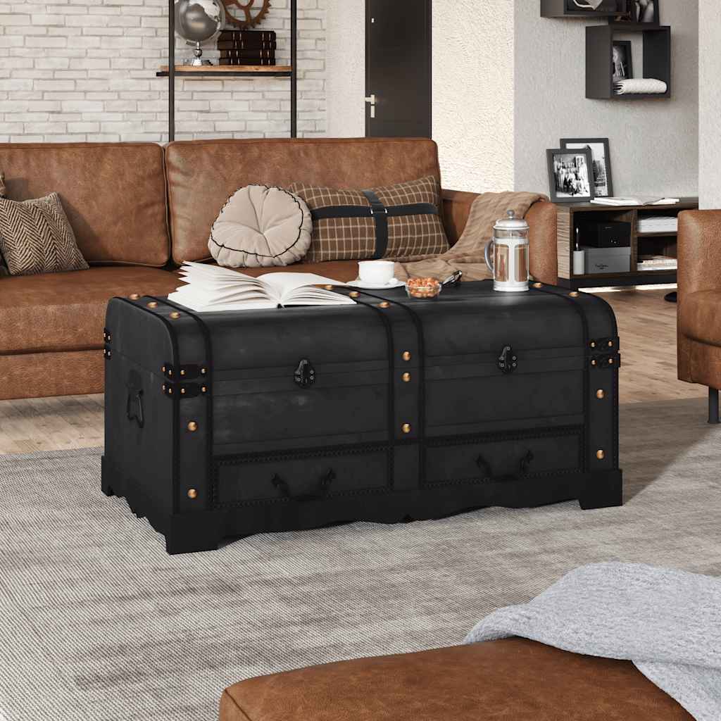60797 vidaXL Wooden Treasure Chest Large Black