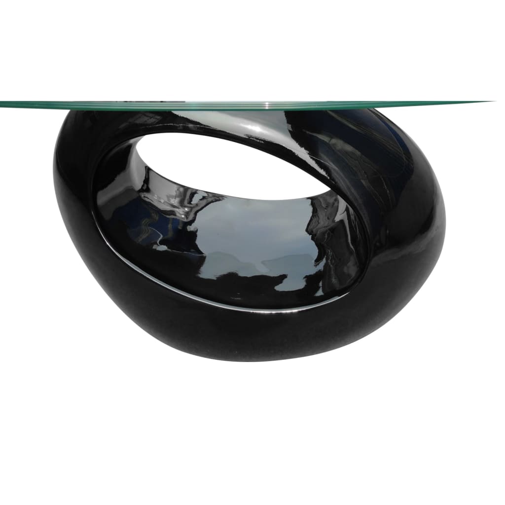 Coffee Table | High Gloss Black | Tempered glass, Fiberglass | Medium