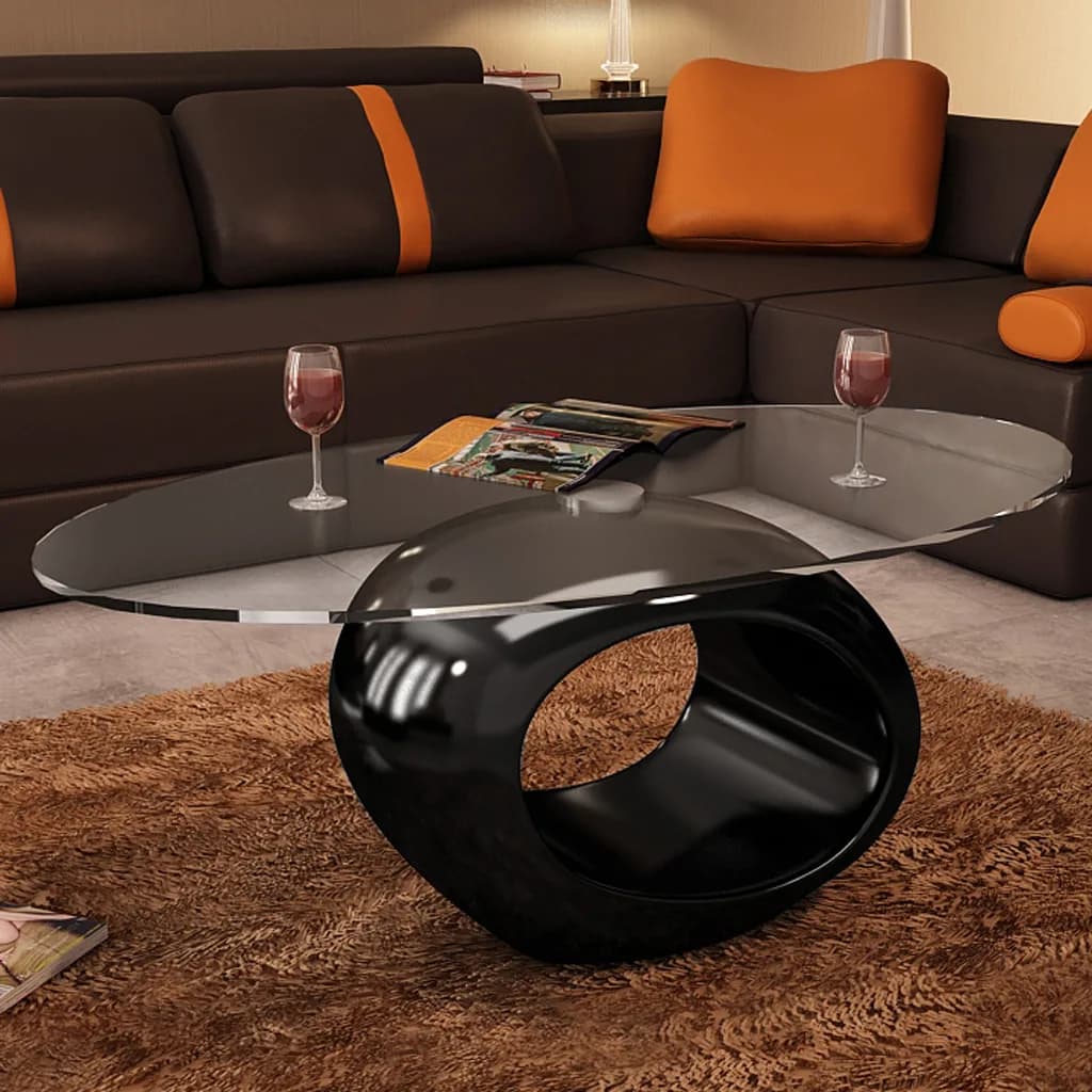 Coffee Table | High Gloss Black | Tempered glass, Fiberglass | Medium
