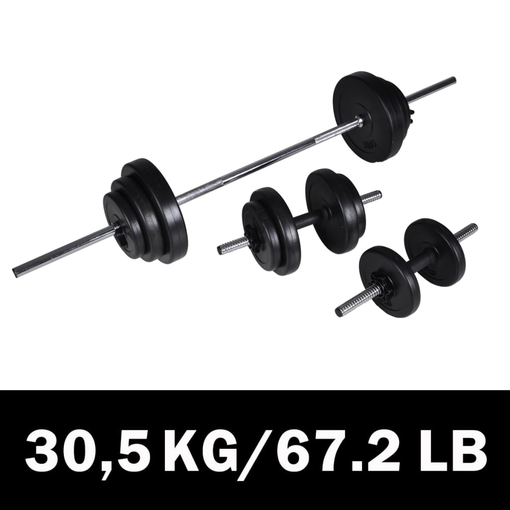 vidaXL Barbell +2 Dumbbell Set 30.5kg