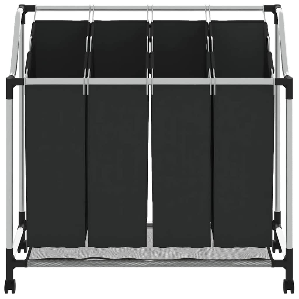 240367 vidaXL Laundry Sorter with 4 Bags Black Grey