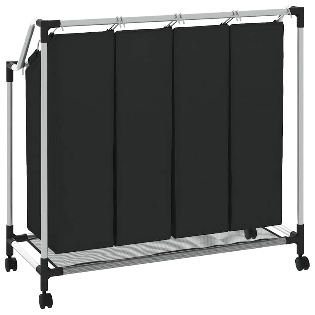 240367 vidaXL Laundry Sorter with 4 Bags Black Grey
