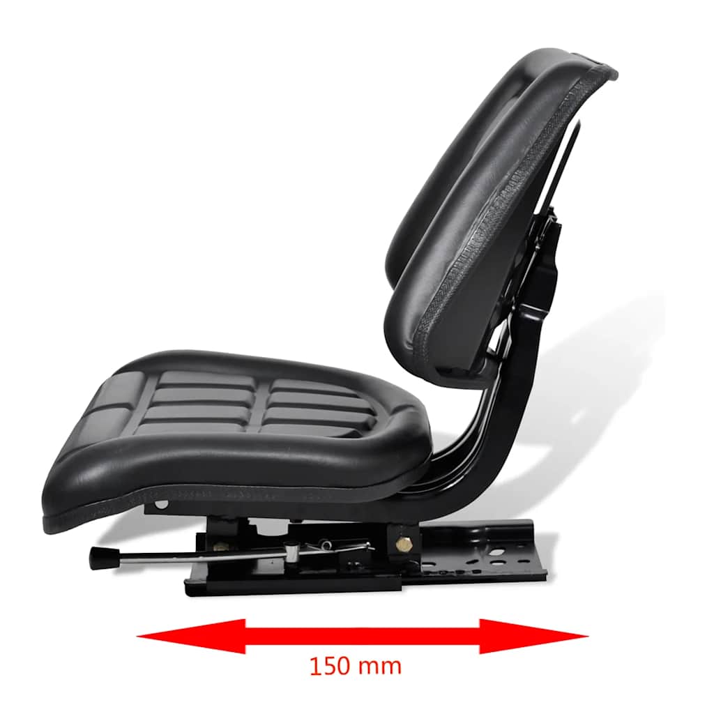 210156 vidaXL Tractor Seat with Backrest Black