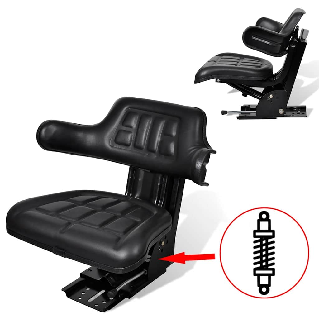 210157 vidaXL Tractor Seat with Suspension Black