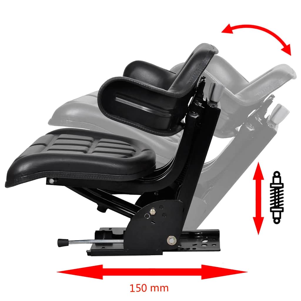 210157 vidaXL Tractor Seat with Suspension Black