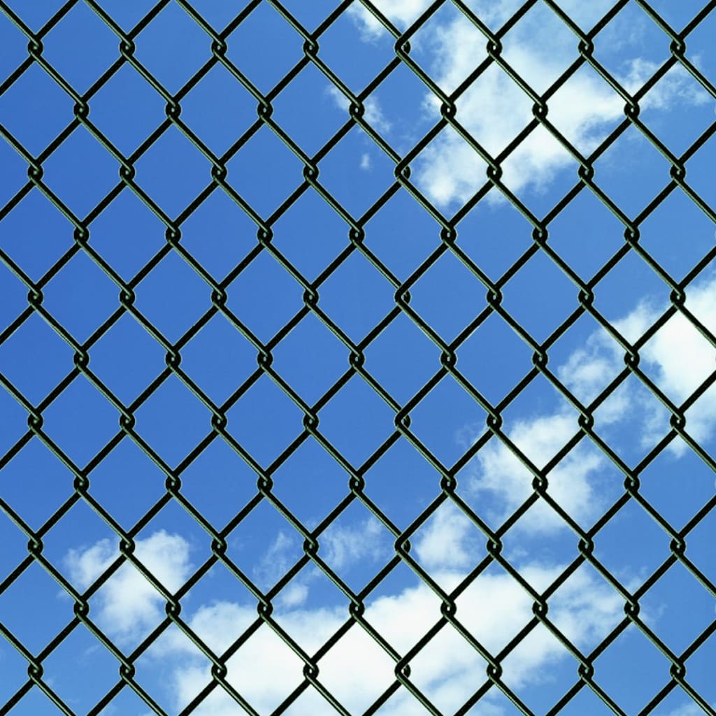 vidaXL Chain Link Fence Steel 0,8x15 m Green