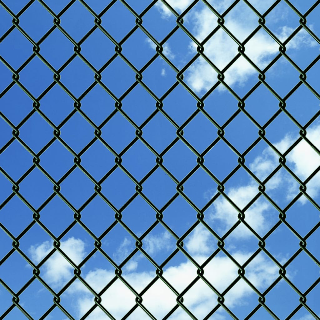 vidaXL Chain Link Fence with Posts Steel 0,8x15 m Green