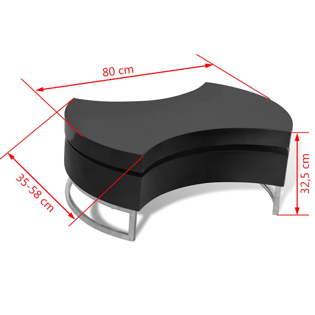 Coffee Table Shape-Adjustable High Gloss Black
