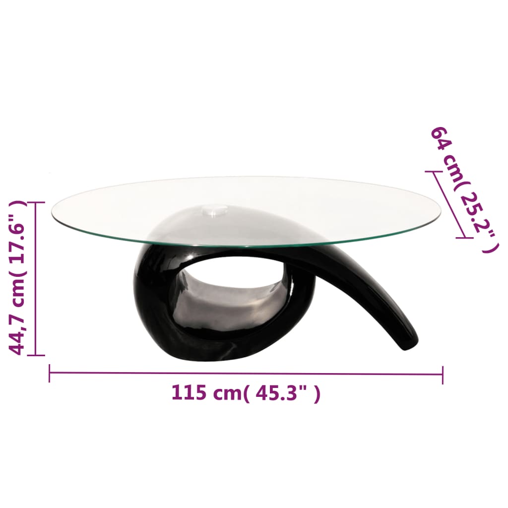 Coffee Table | High gloss black | Toughened glass, fiberglass | Modern