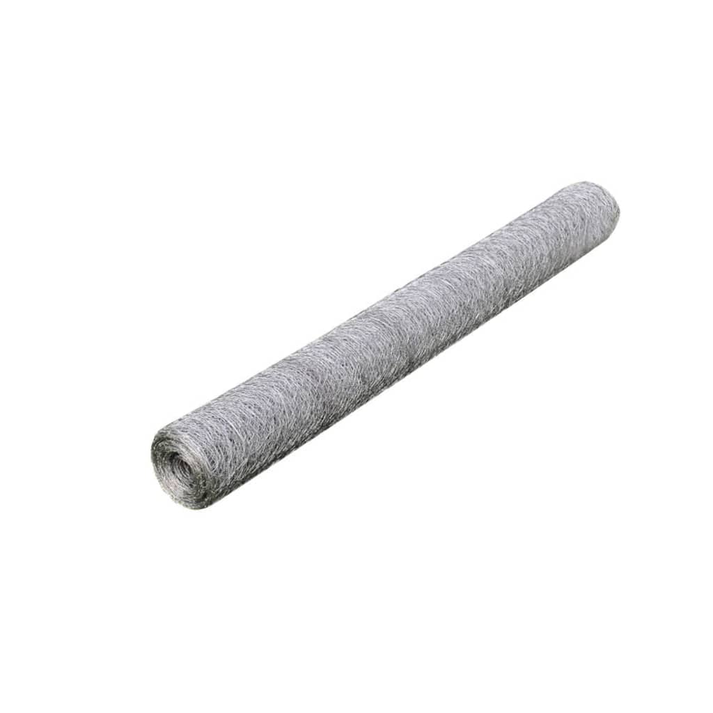 vidaXL Chicken Wire Fence Galvanised Steel 25x0.5 m Silver