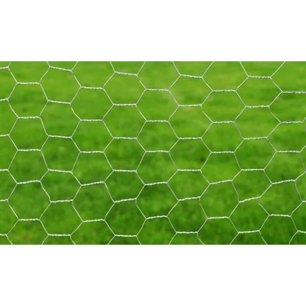 vidaXL Chicken Wire Fence Galvanised Steel 25x0.5 m Silver