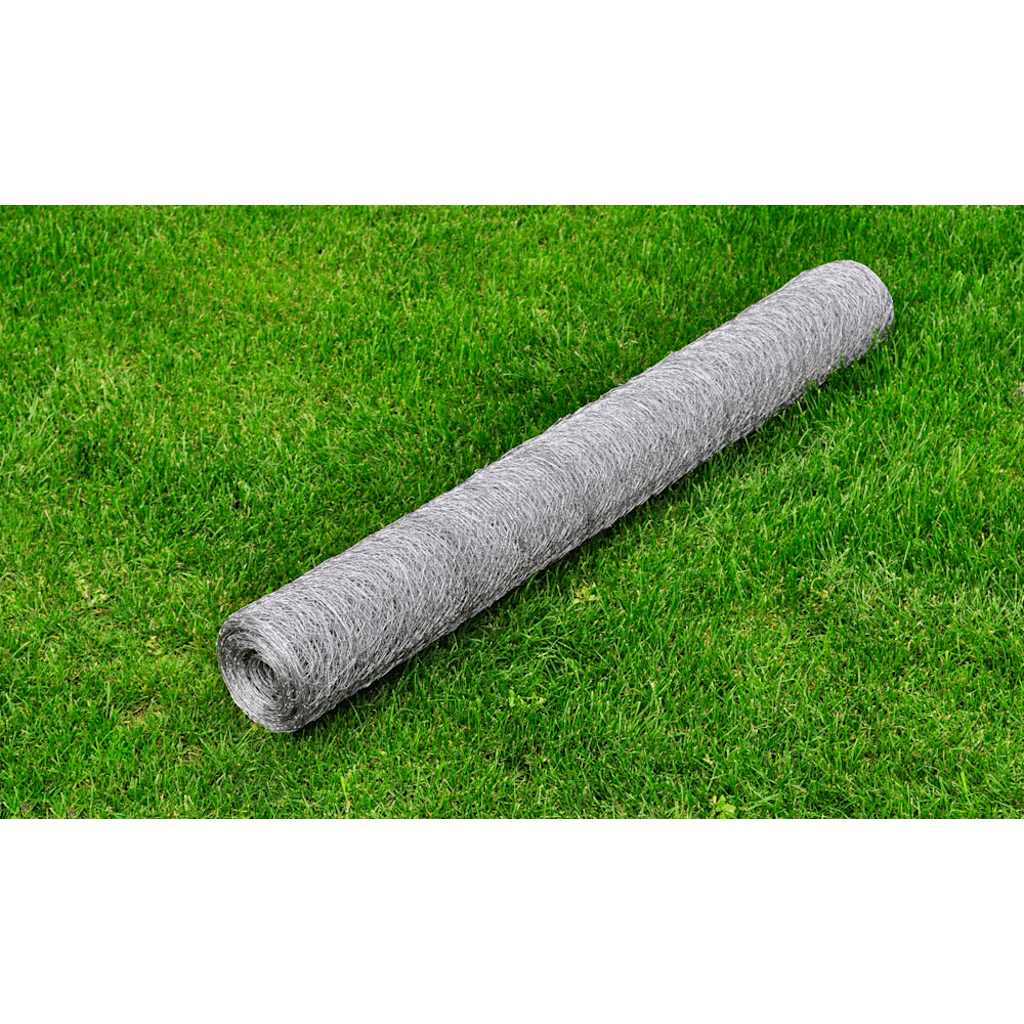Chicken Wire Fence Galvanised Steel 25x0.75 m Silver