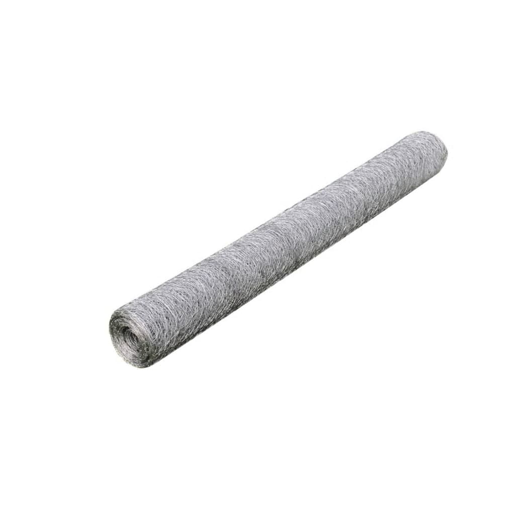 vidaXL Chicken Wire Fence Galvanised Steel 25x0.75 m Silver