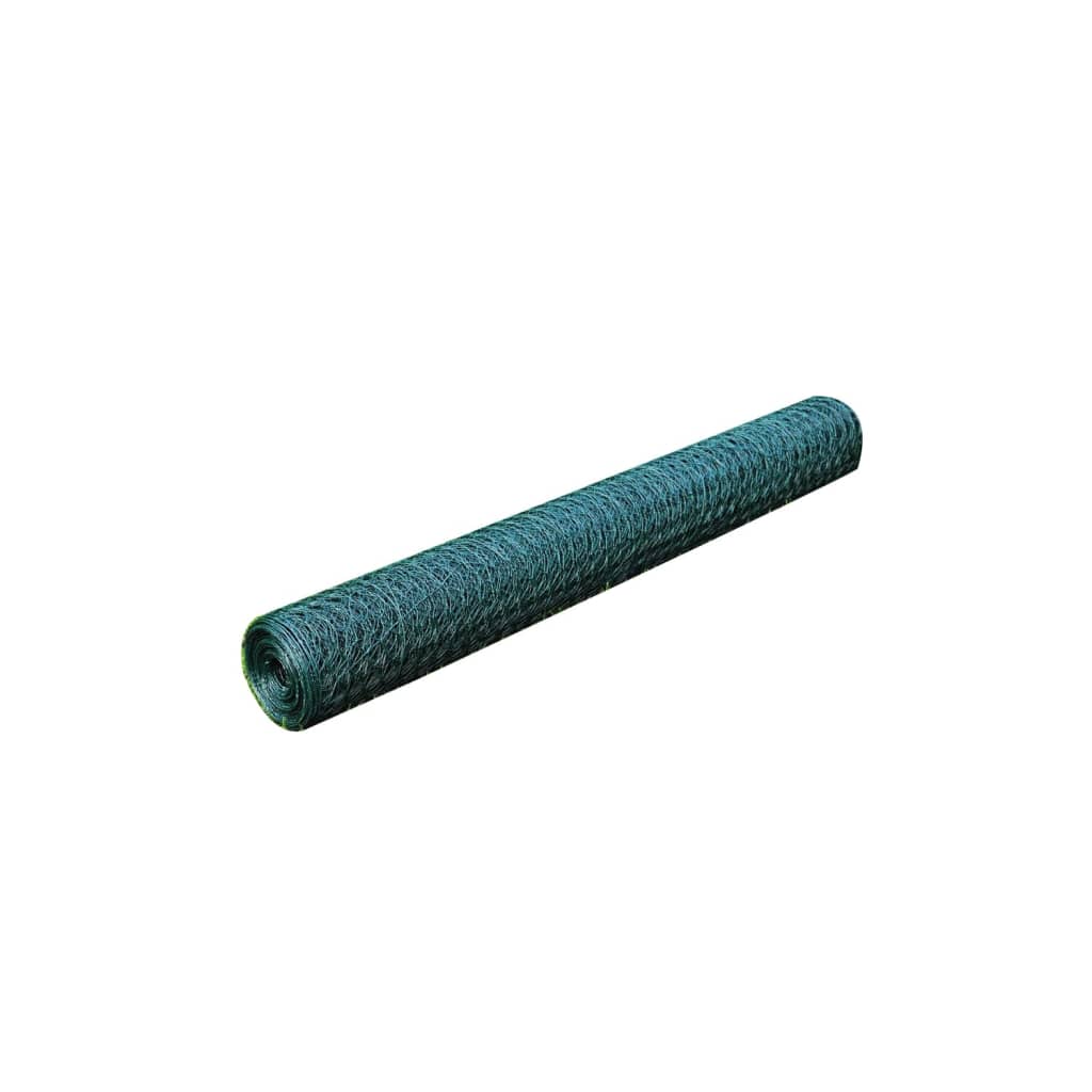 vidaXL Chicken Wire Fence with PVC Coating 25x0.75 m Green