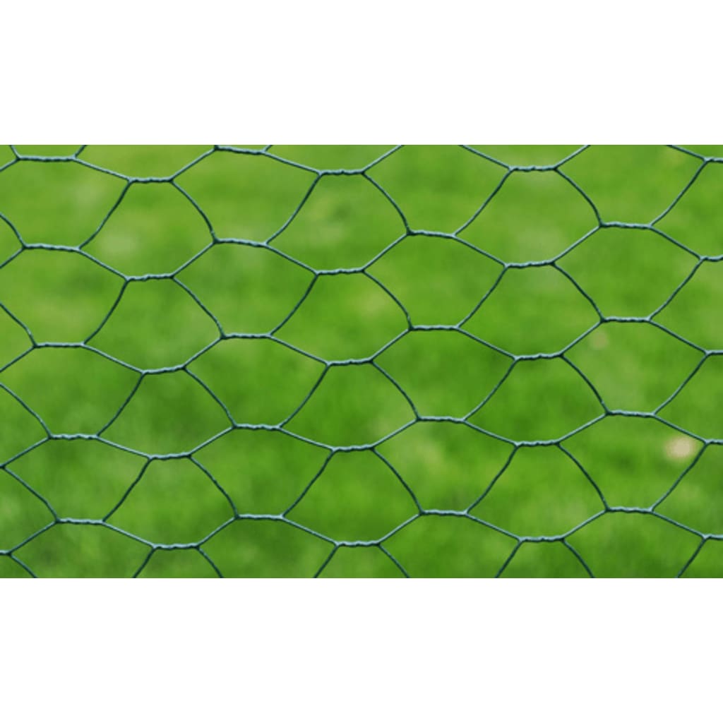 vidaXL Chicken Wire Fence with PVC Coating 25x0.75 m Green