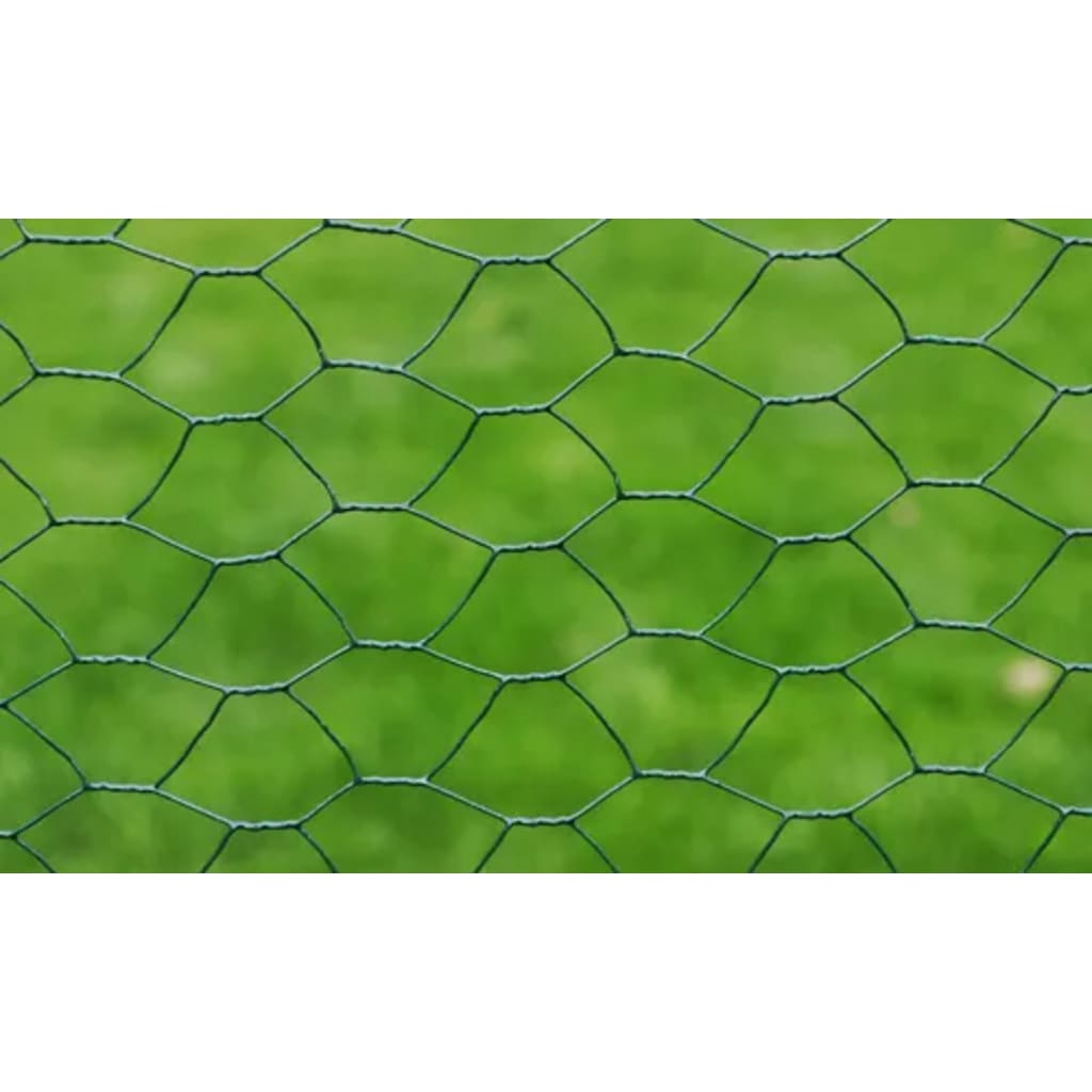 vidaXL Chicken Wire Fence with PVC Coating 25x0.75 m Green