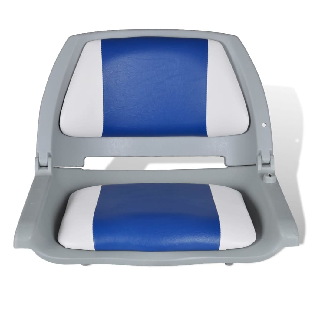 vidaXL Boat Seat Foldable Backrest with Blue-white Pillow 48x51x41 cm