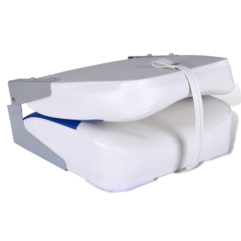 vidaXL Boat Seat Foldable Backrest With Blue-white Pillow 41x36x48cm