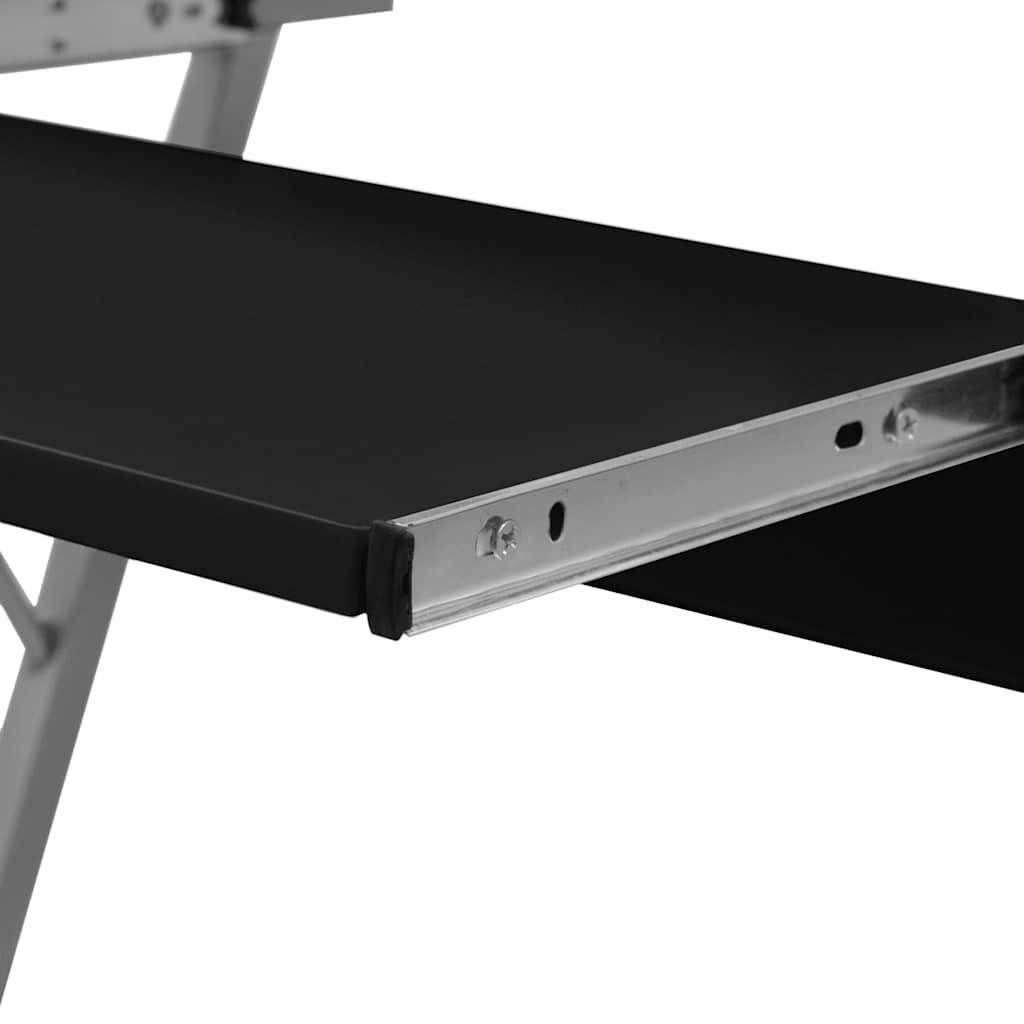 Computer Desk | Black | Particle Board, Powder-Coated Steel | Compact
