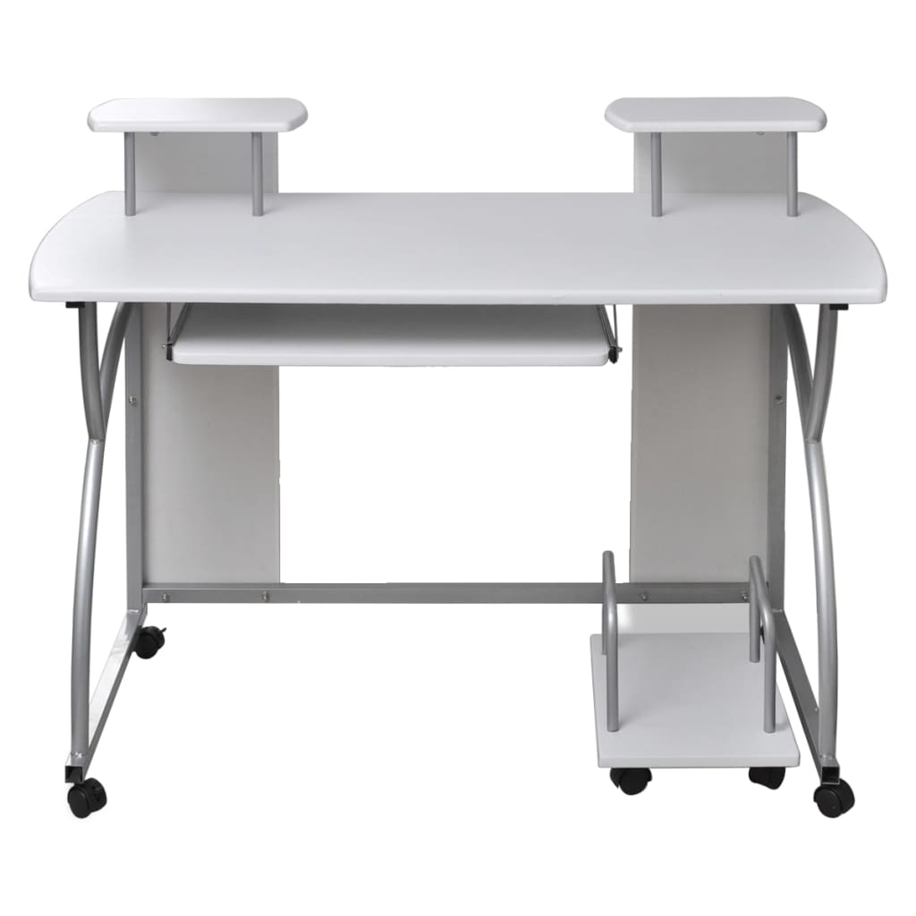 vidaXL Computer Desk with Pull-out Keyboard Tray White