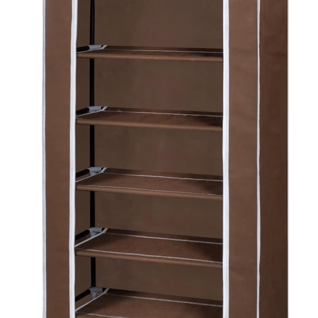 Fabric Shoe Cabinet with Cover 162 x 57 x 29 cm Brown