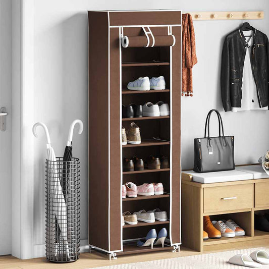 Shoe Rack | Brown | Powder-coated steel, non-woven fabric