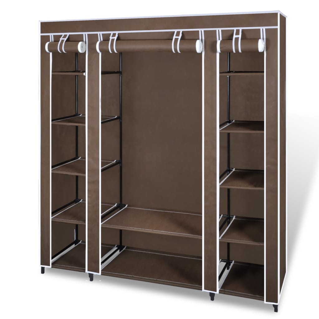 vidaXL Fabric Wardrobe with Compartments and Rods 45x150x176 cm Brown