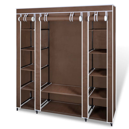 vidaXL Fabric Wardrobe with Compartments and Rods 45x150x176 cm Brown