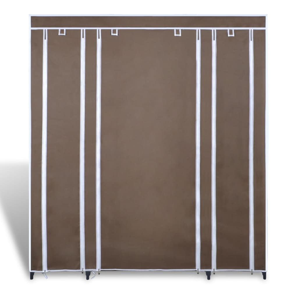 vidaXL Fabric Wardrobe with Compartments and Rods 45x150x176 cm Brown