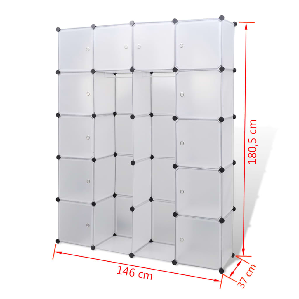 vidaXL Modular Cabinet 14 Compartments White 37x146x180.5 cm