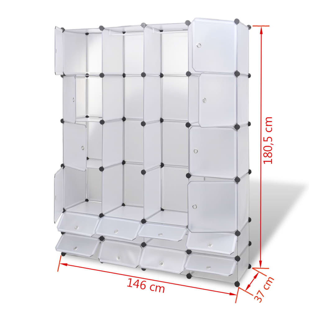 vidaXL Modular Cabinet 18 Compartments White 37x146x180.5 cm