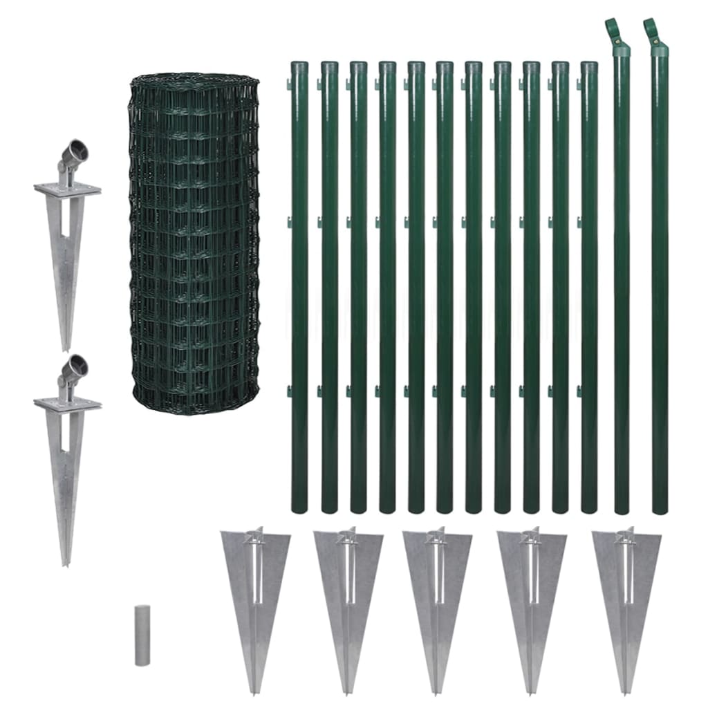 vidaXL Euro Fence Steel 25x1.0 m Green