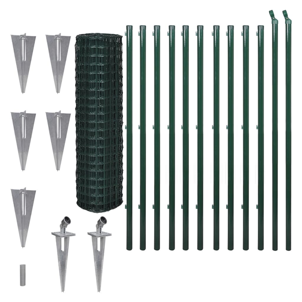 vidaXL Euro Fence Steel 25x1.5 m Green