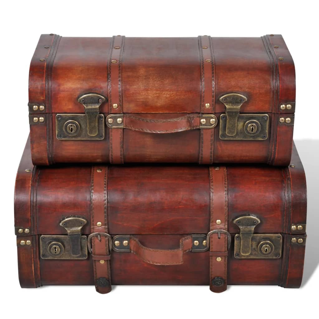 vidaXL Wooden Treasure Chest 2 pcs Vintage Brown