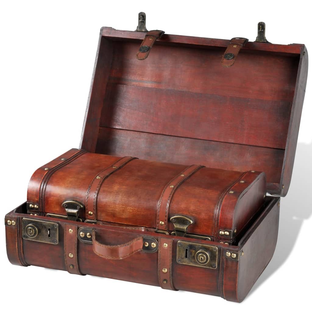 vidaXL Wooden Treasure Chest 2 pcs Vintage Brown