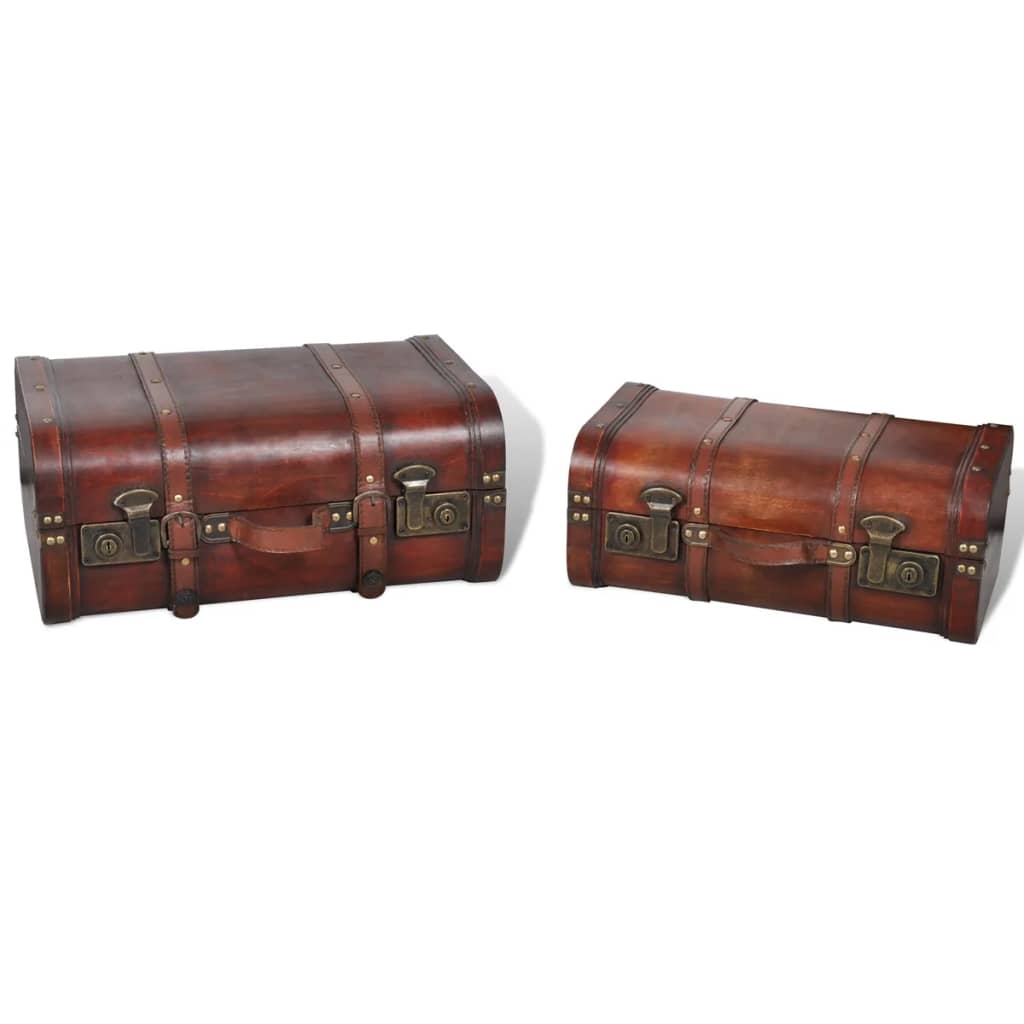 vidaXL Wooden Treasure Chest 2 pcs Vintage Brown