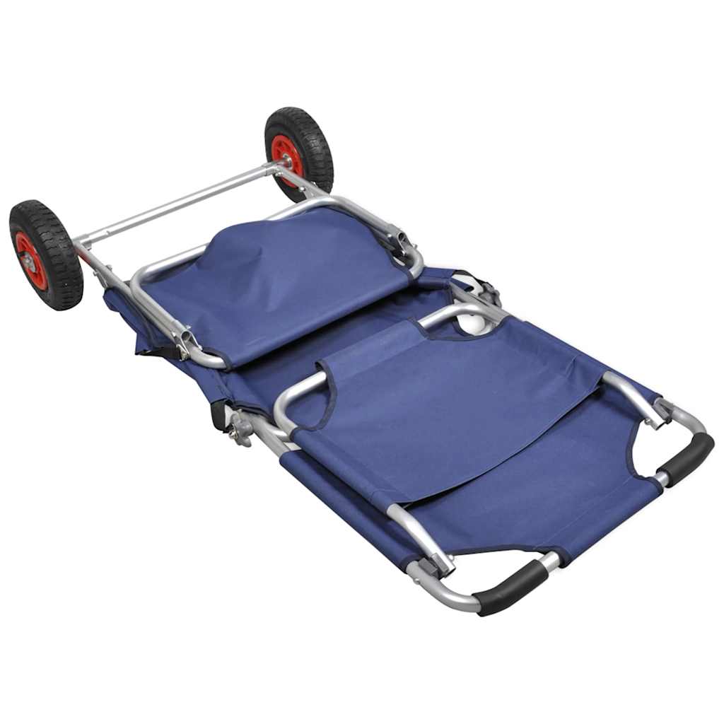 90446 vidaXL Beach Trolley with Wheels Portable Foldable Blue