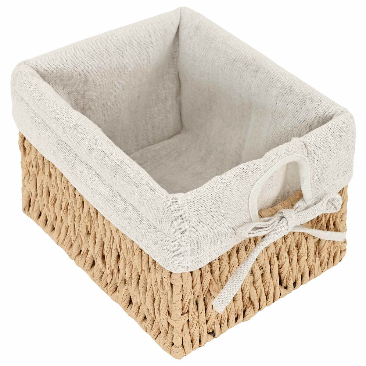 Wooden Storage Rack 4 Weaving Baskets White