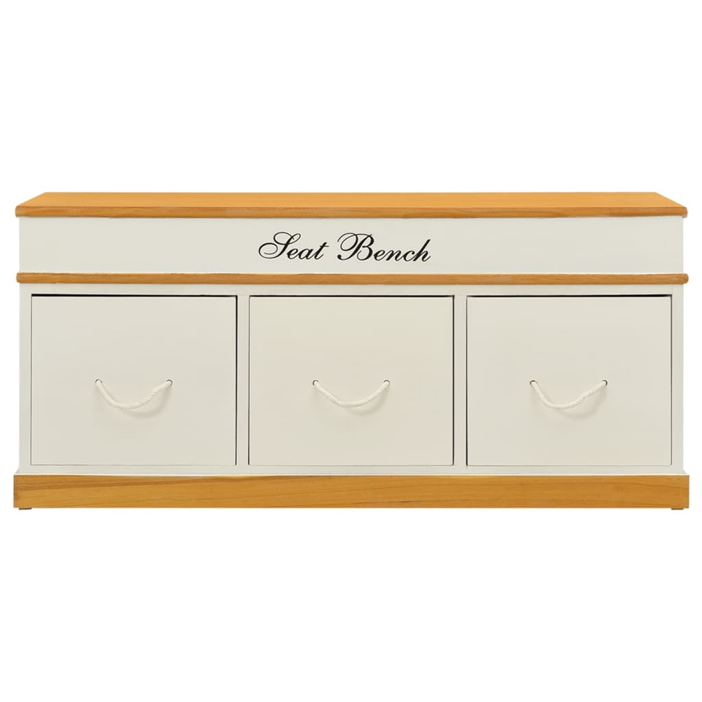 vidaXL Storage Bench Solid Paulownia Wood 100 cm