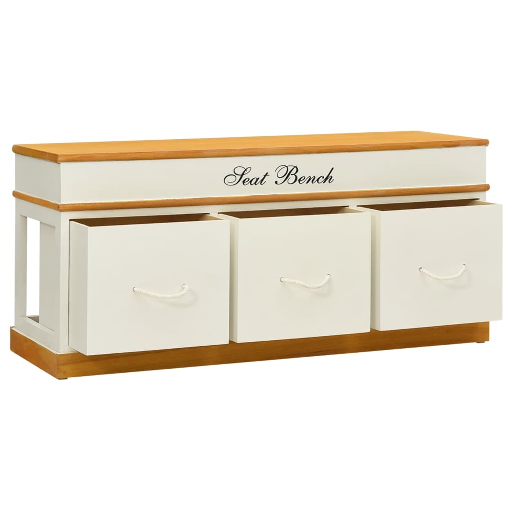 vidaXL Storage Bench Solid Paulownia Wood 100 cm